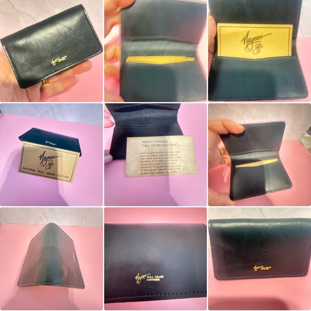 Black Leather Card Holder Made in Japan Black leather